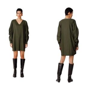 SKFK Skunkfunk Irai Green L/S Cotton Blend Shift Dress EU 38 | US 6 Reg. $129